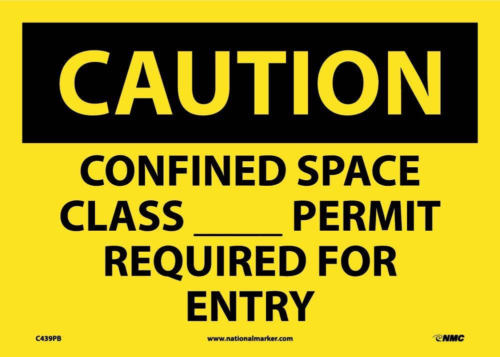 AccuformNMC C439 Caution, Confined Space Permit Required Sign, 10" x 14"