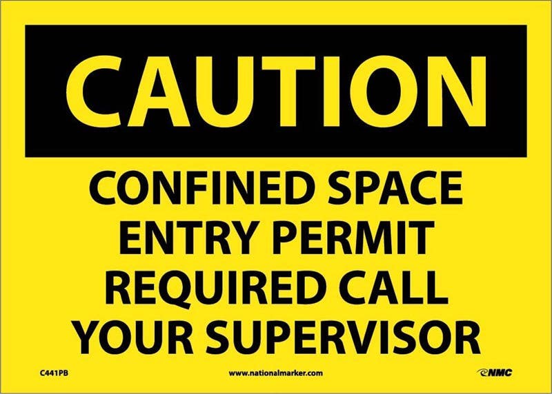 AccuformNMC MCSP616 OSHA Caution Safety Sign, Confined Space - Entry Permit Required..., 10" x 14"
