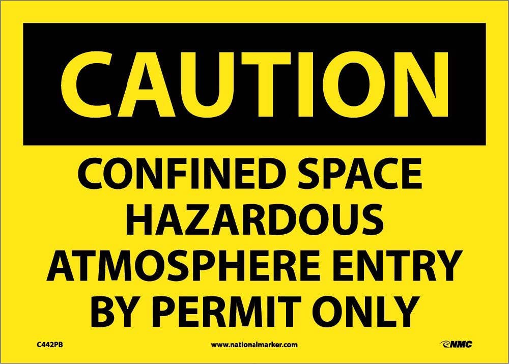 AccuformNMC C442 Caution, Confined Space Entry By Permit Only Sign, 10" x 14"