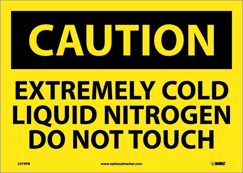 AccuformNMC MCHL705 OSHA Caution Safety Sign, Extremely Cold - Liquid Nitrogen..., 10" x 14"