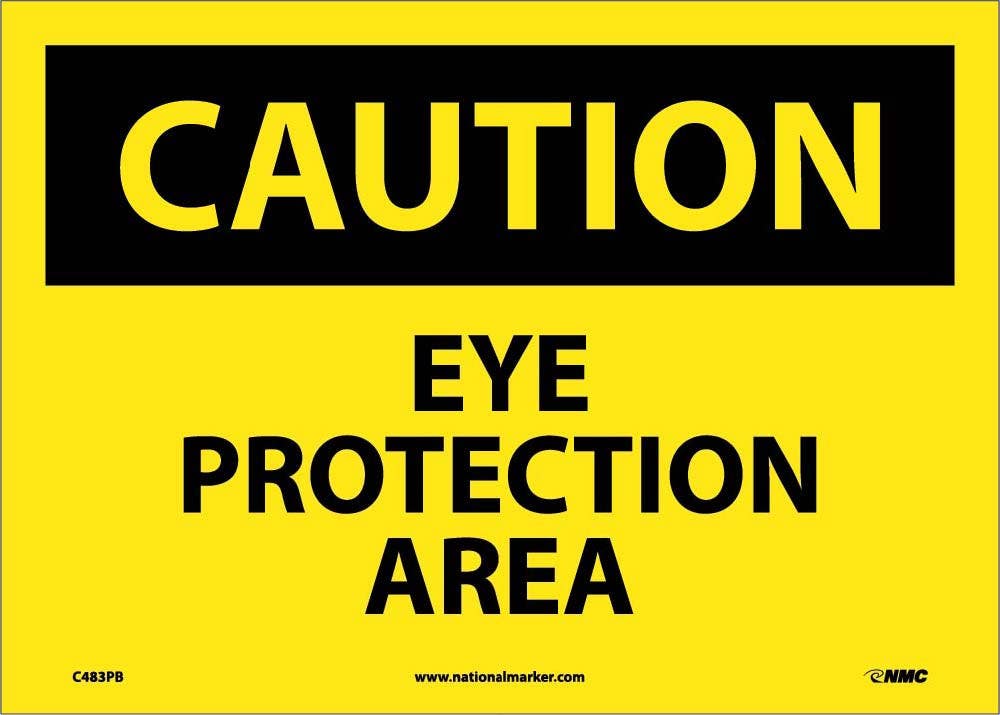 AccuformNMC C483 Caution, Eye Protection Area Sign, 10" x 14"