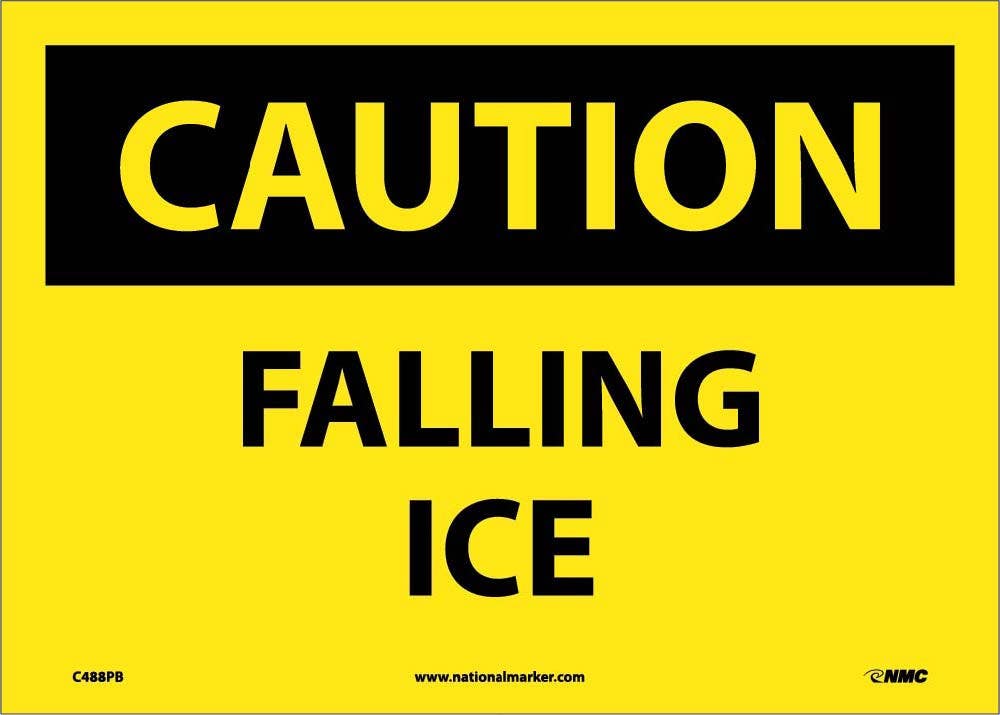AccuformNMC MCRT623 OSHA Caution Safety Sign, Falling Ice, 10" x 14"