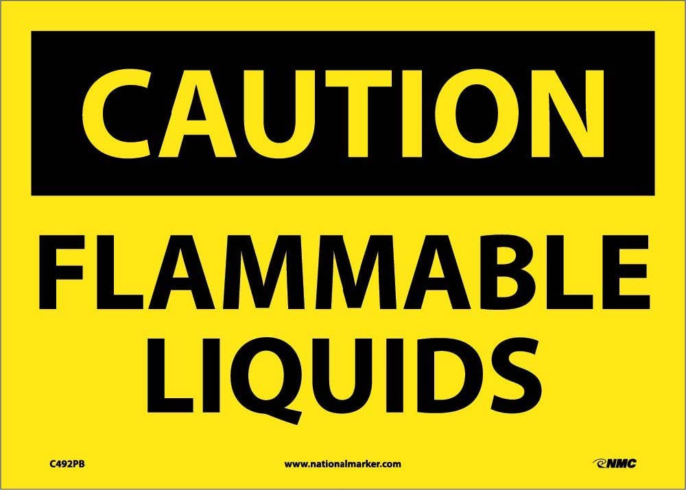 AccuformNMC MCHL606 OSHA Caution Safety Sign, Flammable Liquids, 10" x 14"
