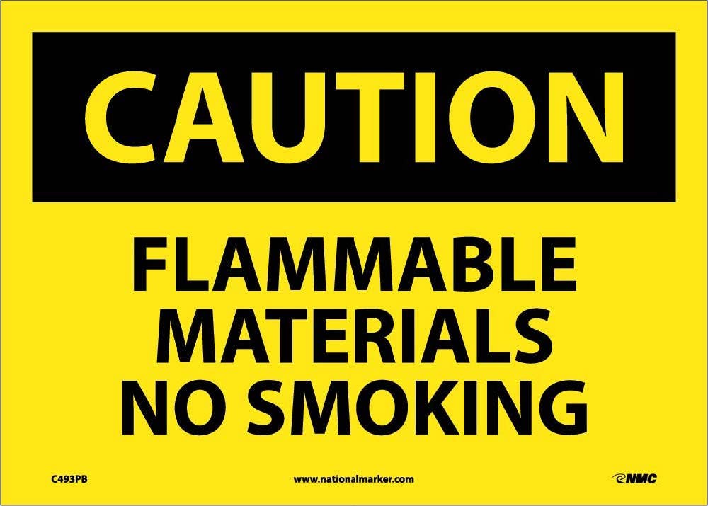 AccuformNMC MCHL620 OSHA Caution Safety Sign, Flammable Materials - No Smoking, 10" x 14"