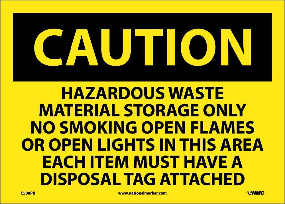AccuformNMC MCHL697 OSHA Caution Safety Sign, Hazardous Waste Material Storage Area, 10" x 14"