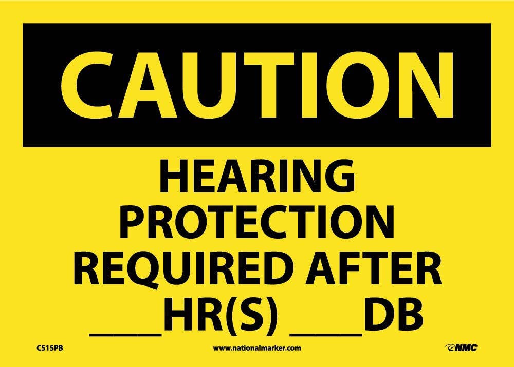 AccuformNMC C515 Caution, Hearing Protection Required Sign, 10" x 14"