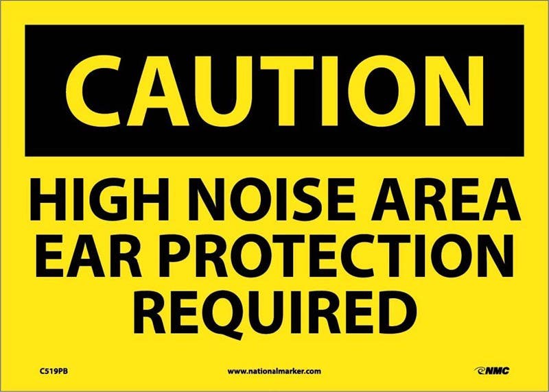 AccuformNMC MPPE652 OSHA Caution Safety Sign, High Noise Area - Ear Protection Required, 10" x 14"