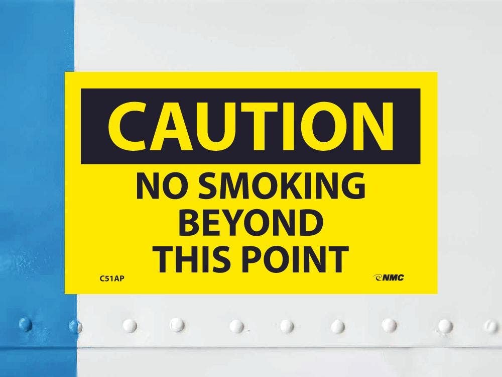 AccuformNMC C51AP Caution, No Smoking Beyond This This Point Label, PS Vinyl, 3" x 5", 5/Pk