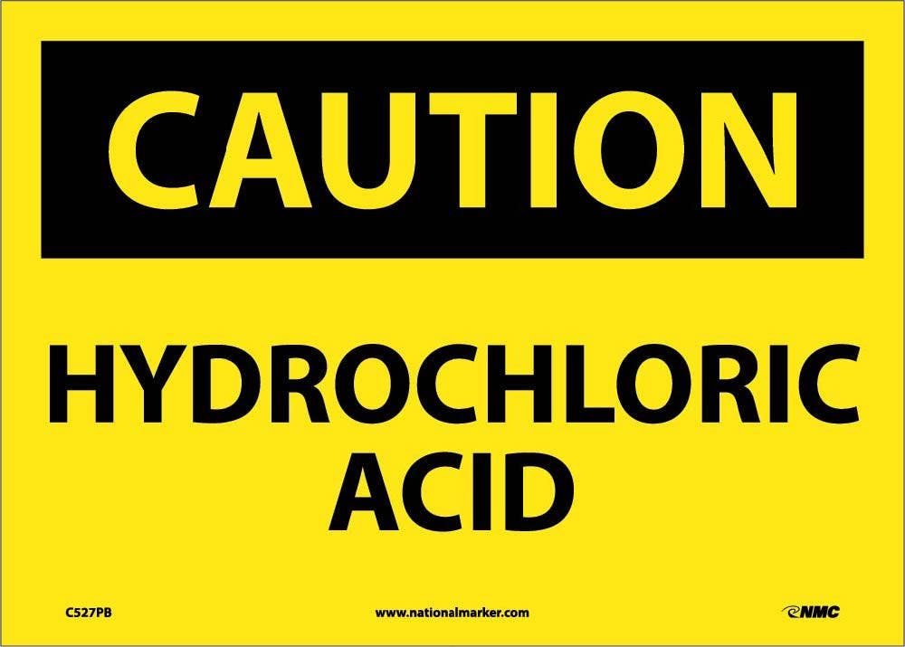 AccuformNMC MCHL664 OSHA Caution Safety Sign, Hydrochloric Acid, 10" x 14"