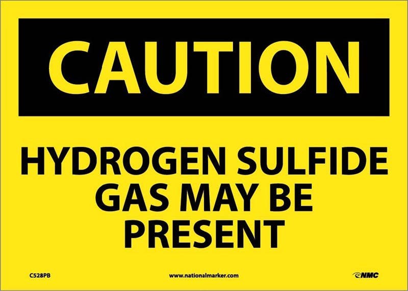 AccuformNMC MCHL OSHA Caution Safety Sign: Hydrogen Sulfide Gas May Be Present
