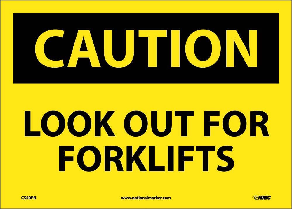 AccuformNMC C550 Caution, Look Out For Forklifts Sign, 10" H x 14" W