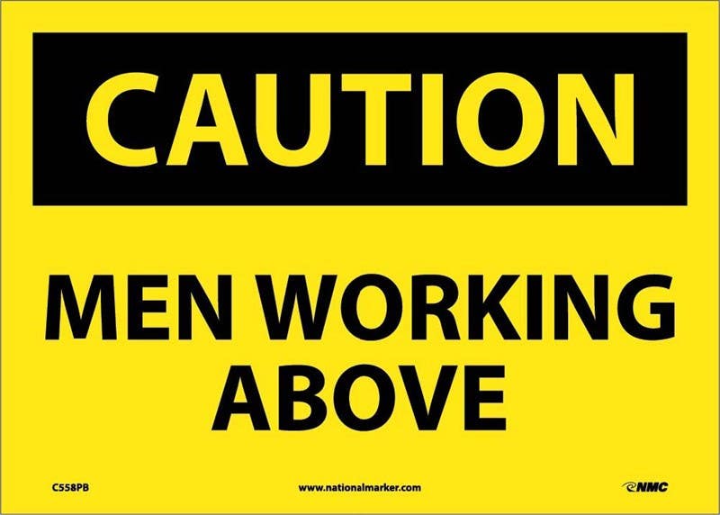 AccuformNMC MEQM633 OSHA Caution Safety Sign, Men Working Above, 10" x 14"