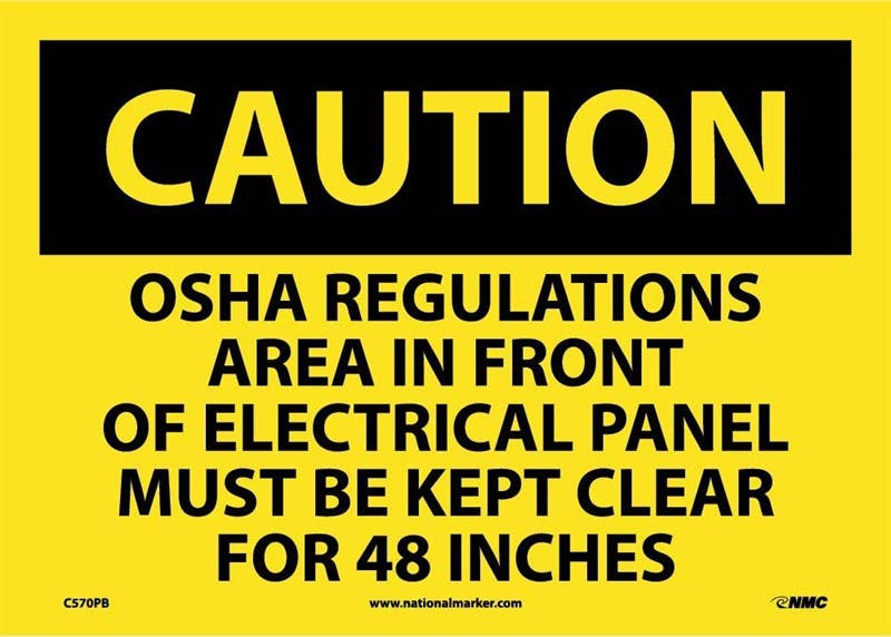 AccuformNMC MELC628 OSHA Caution Safety Sign, OSHA Regulations - Area In Front Of, 14" x 10"