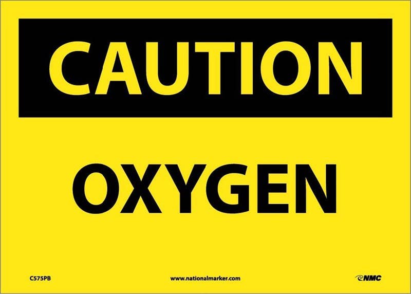 AccuformNMC MCHL658 OSHA Caution Safety Sign, Oxygen, 10" x 14"