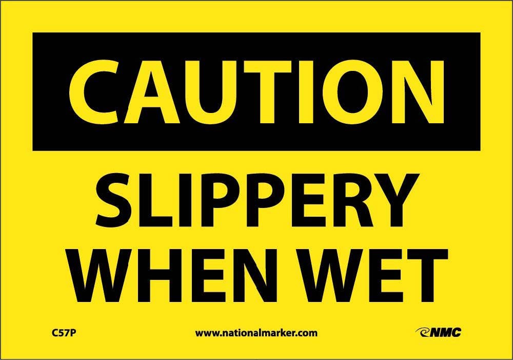 AccuformNMC C57 Caution, Slippery When Wet Sign, 10" H x 14" W