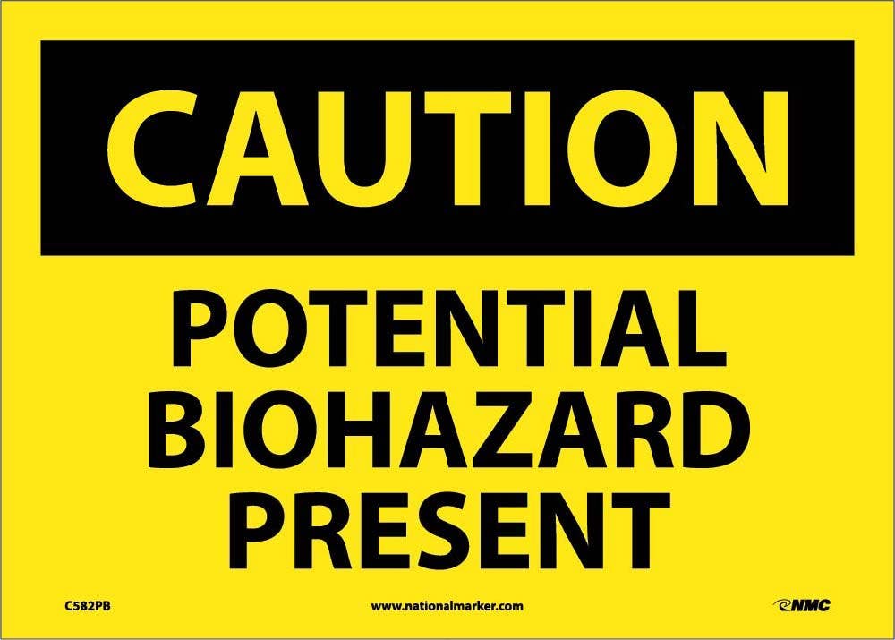 AccuformNMC MBHZ610 OSHA Caution Safety Sign, Potential Biohazard Present, 10" x 14"