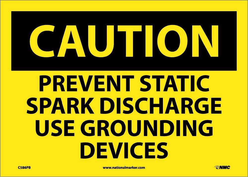 AccuformNMC C586 Caution, Prevent Static Spark Discharge Sign, 10" x 14"