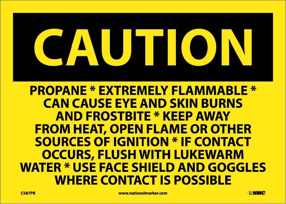 AccuformNMC MCPG620 Caution, Propane Extremely Flammable Sign, 10" x 14"