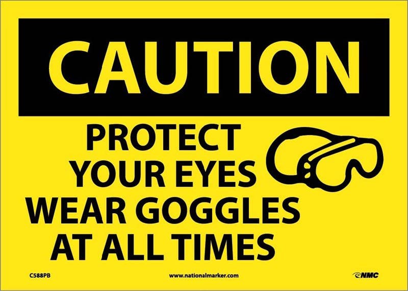 AccuformNMC MPPE658 OSHA Caution Safety Sign, Protect Eyes..., 10" x 14"