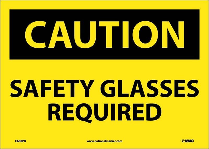 AccuformNMC MPPE OSHA Caution Safety Sign, Safety Glasses Required