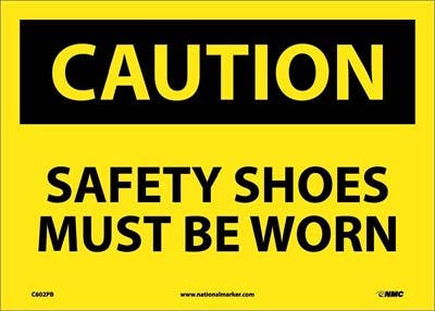 AccuformNMC C602 Caution, Safety Shoes Must Be Worn Sign, 10" x 14"