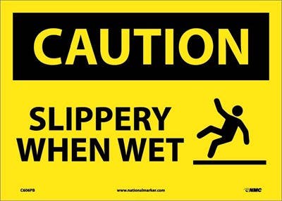 AccuformNMC MSTF OSHA Caution Safety Sign, Slippery When Wet, English