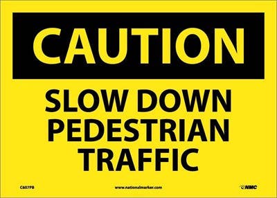 AccuformNMC MVHR625 OSHA Caution Safety Sign, Slow Down - Pedestrian Traffic, 14" x 10"