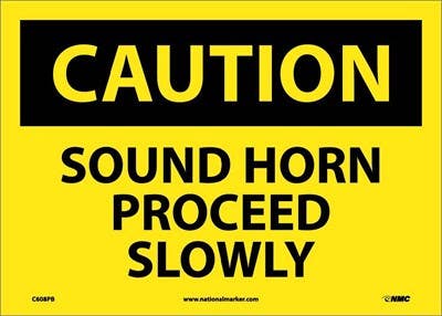 AccuformNMC C608 Caution, Sound Horn Proceed Slowly Sign, 10" H x 14" W