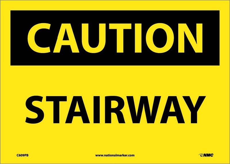 AccuformNMC MSTF609 OSHA Caution Safety Sign, Stairway, 10" x 14"