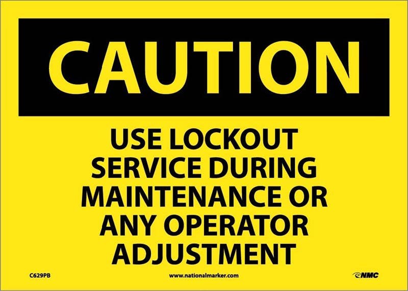 AccuformNMC C629 Caution, Use Lockout Service During Maintenance Sign, 10" x 14"
