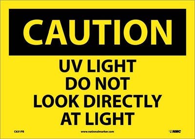 AccuformNMC MRAD609 OSHA Caution Safety Sign, UV Light - Do Not Look Directly At Light, 10" x 14"