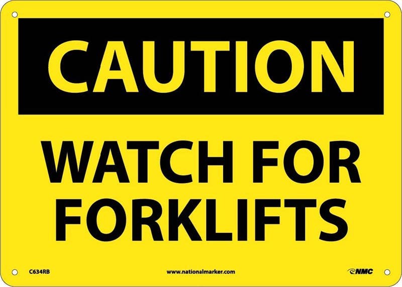 AccuformNMC MVHR659 OSHA Caution Safety Label, Watch For Forklifts, 10" x 14"