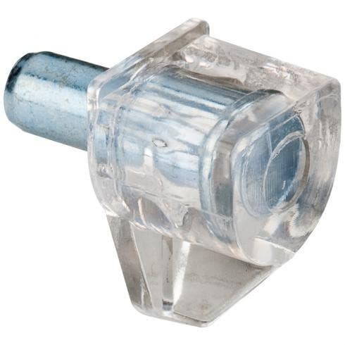 Hardware Resources 1438CL-R Plastic Shelf Support w/ 5 mm Steel Pin, Finish-Clear, Retail Pack