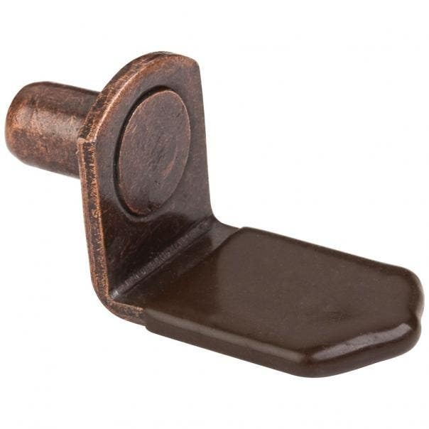 Hardware Resources 1611AC 1/4" Pin Angled Shelf Support w/ 3/4" Arm & Brown Plastic Sleeve, Antique Copper, 1,000 Pcs.