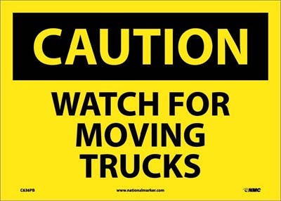 AccuformNMC C636 Caution, Watch For Moving Trucks Sign, 10" x 14"