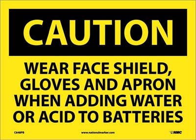 AccuformNMC MELC617 OSHA Caution Safety Sign, Wear Face Shield, Gloves, and Apron..., 10" x 14"