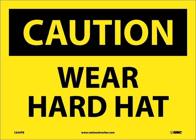 AccuformNMC C650 Caution, Wear Hard Hat Sign, 10" x 14"