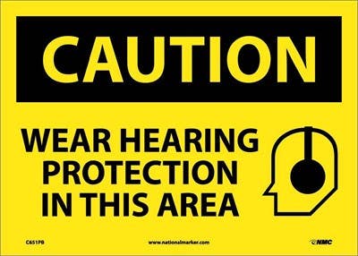 AccuformNMC MPPE714 OSHA Caution Safety Sign, Wear Hearing Protection In This Area, 10" x 14"
