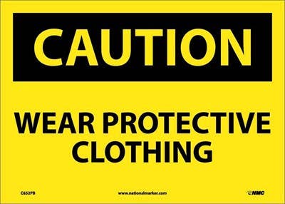 AccuformNMC MPPE612 OSHA Caution Safety Sign, Wear Protective Clothing, 10" x 14"