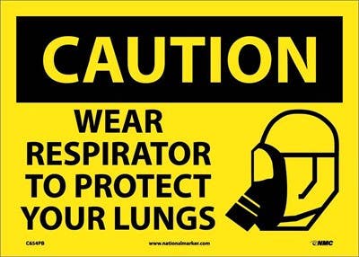 AccuformNMC MRPE ANSI Caution Safety Sign: Wear Respirator To Protect Your Lungs