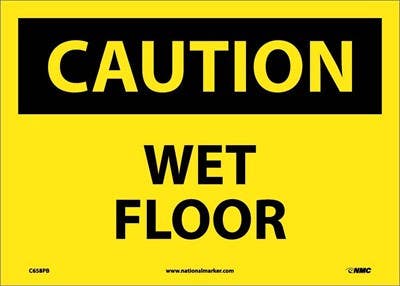 AccuformNMC MSTF665 OSHA Caution Safety Sign, Wet Floor, 10" x 14"