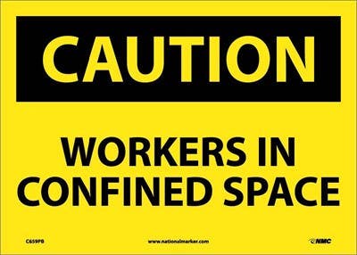 AccuformNMC MCSP621 OSHA Caution Safety Sign, Worker In Confined Space, 10" x 14"
