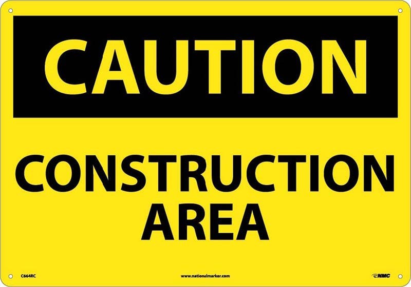 AccuformNMC C664 Caution, Construction Area Sign, Large Format