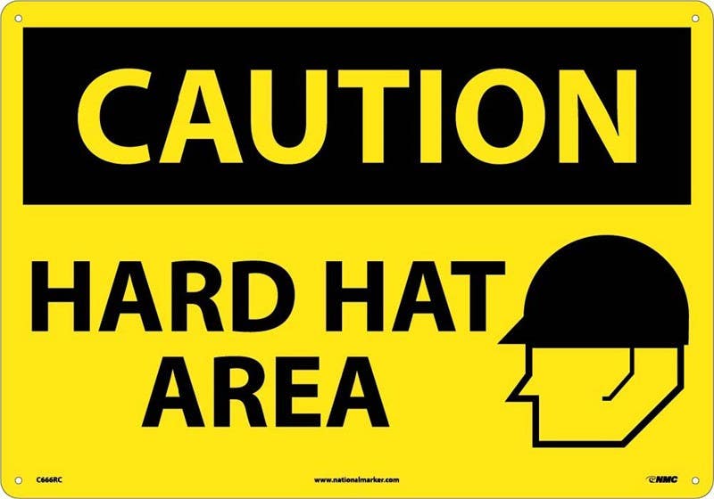AccuformNMC C666 Caution, Hard Hat Area Sign, Large Format