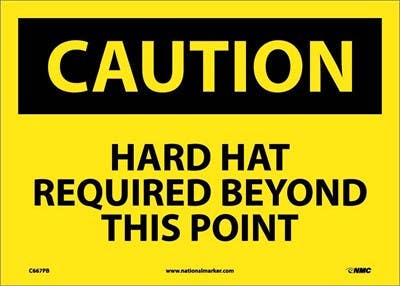 AccuformNMC C667 Caution, Hard Hat Required Beyond This Point Sign, 14" H x 20" W