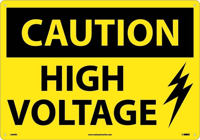 AccuformNMC C669 Caution, High Voltage Sign w/ Graphic, Large Format