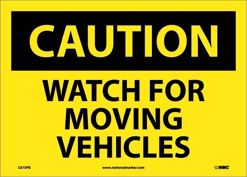 AccuformNMC MVHR OSHA Caution Traffic Safety Sign, Watch For Moving Vehicles