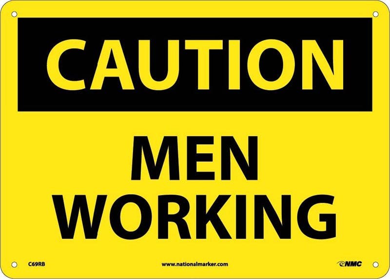 AccuformNMC MEQM682 OSHA Caution Safety Sign, Men Working, 10" x 14"