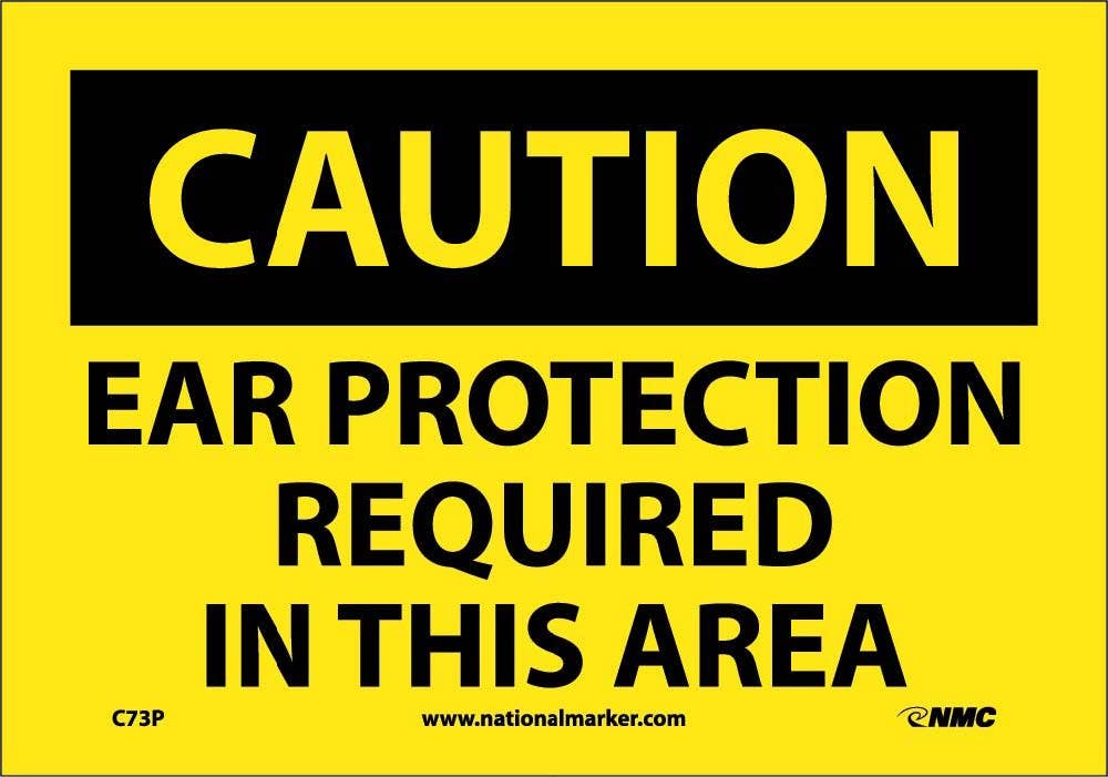 AccuformNMC MPPE OSHA Caution Safety Sign, Ear Protection Required, English