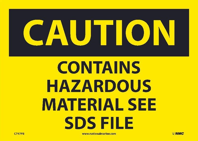 AccuformNMC MCHM601 OSHA Caution Safety Sign, Contains Hazardous Material - See SDS File, 10" x 14"